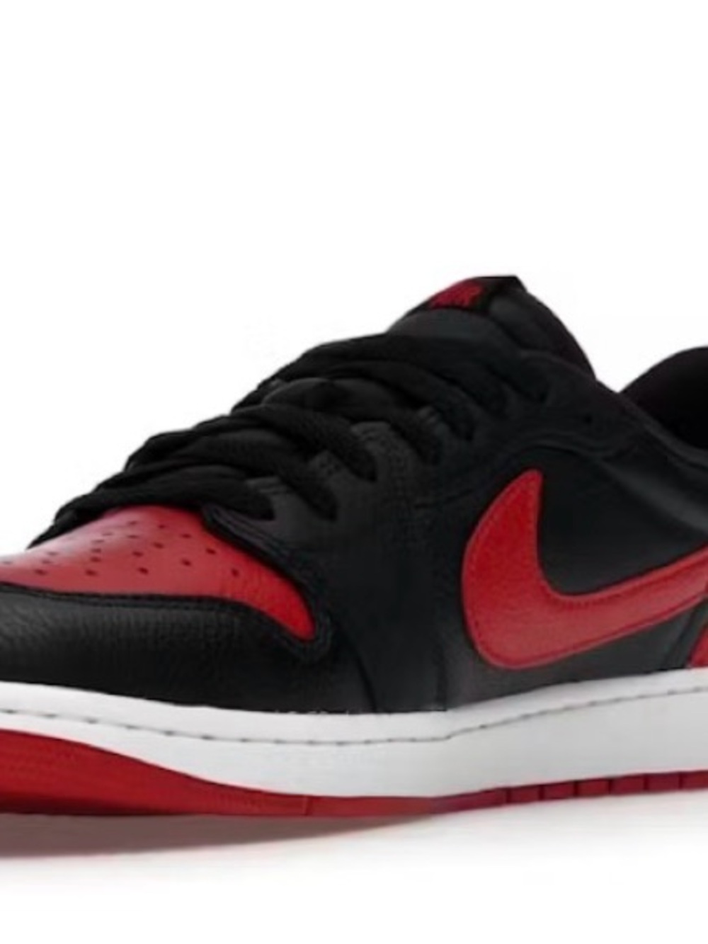 Jordan Low Top Sneaker in Black and Red